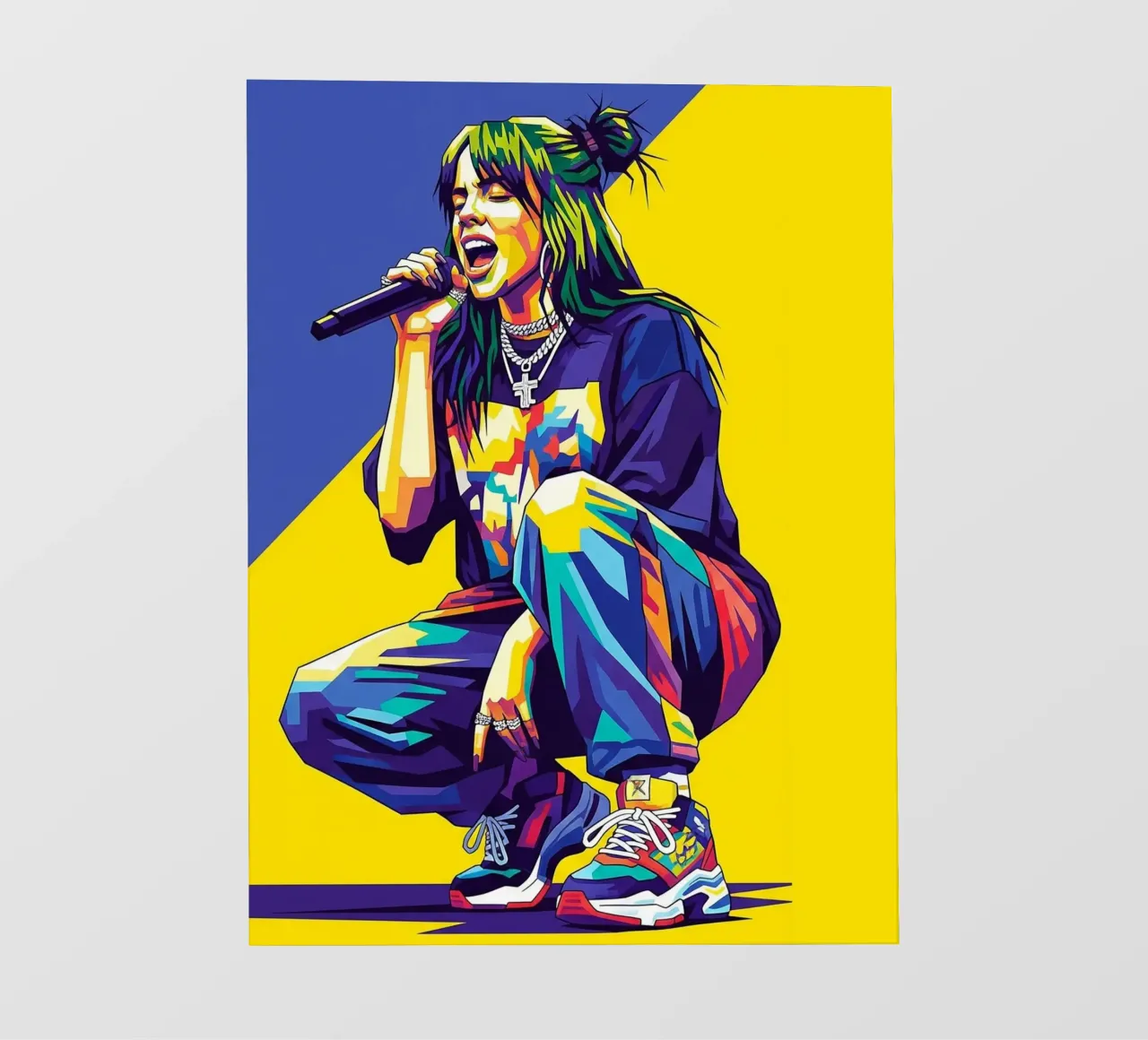 Billie Eilish in WPAP art style telo in pvc da Hantamrata