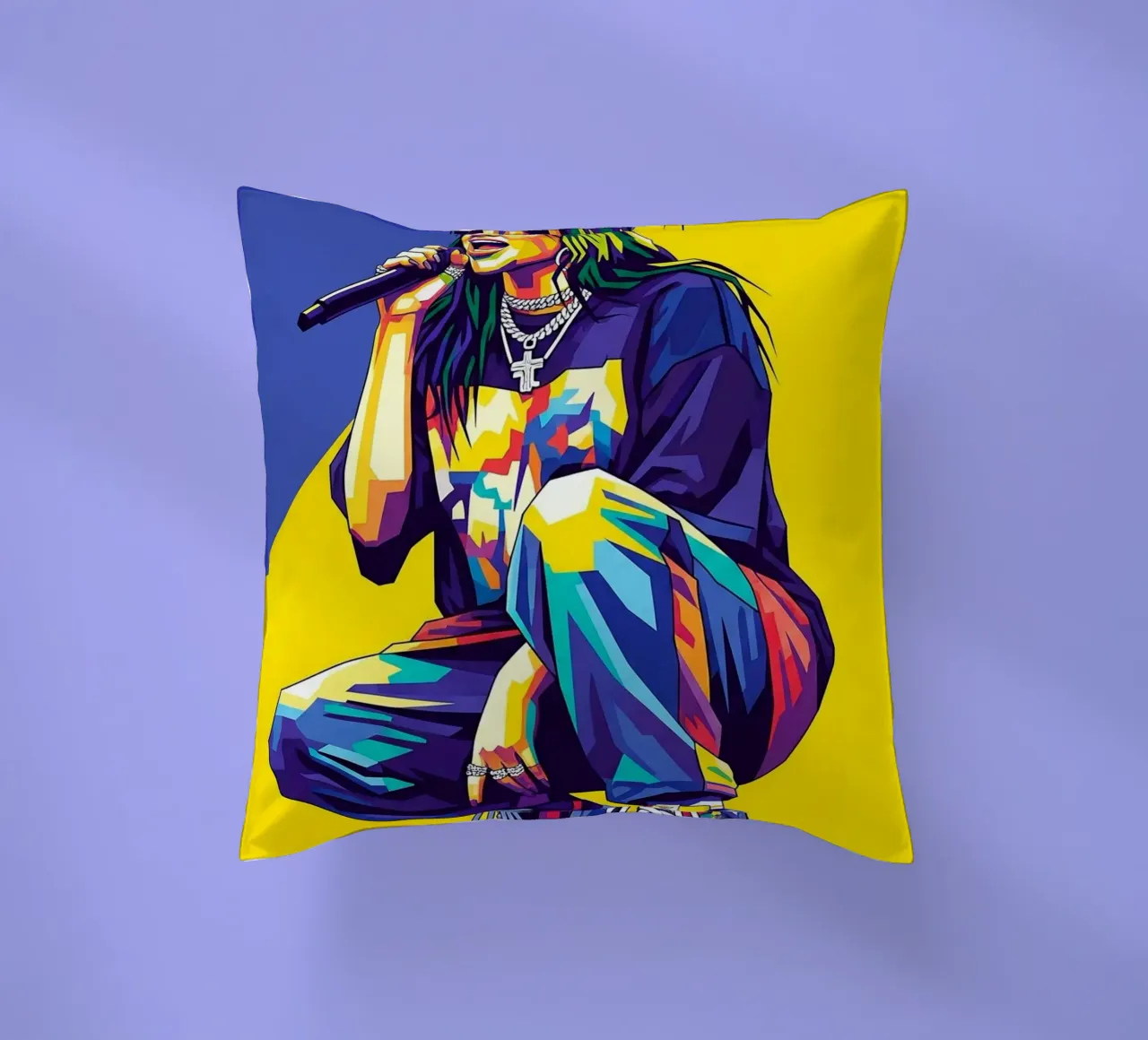 Billie Eilish in WPAP art style cuscino da Hantamrata