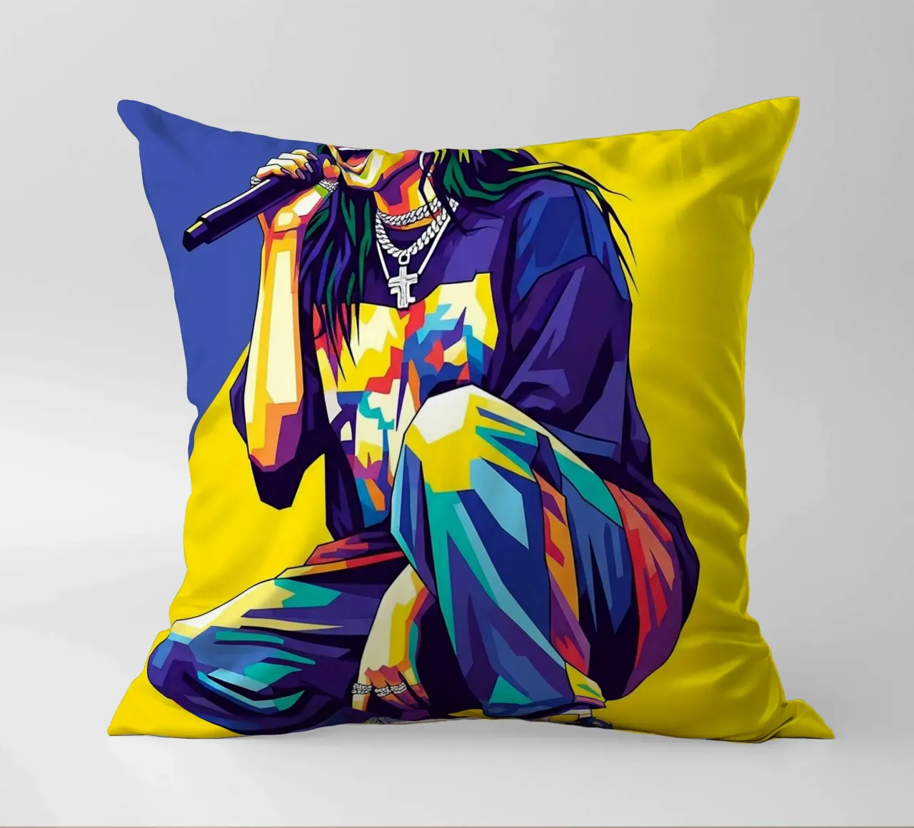 Billie Eilish in WPAP art style cuscino da Hantamrata