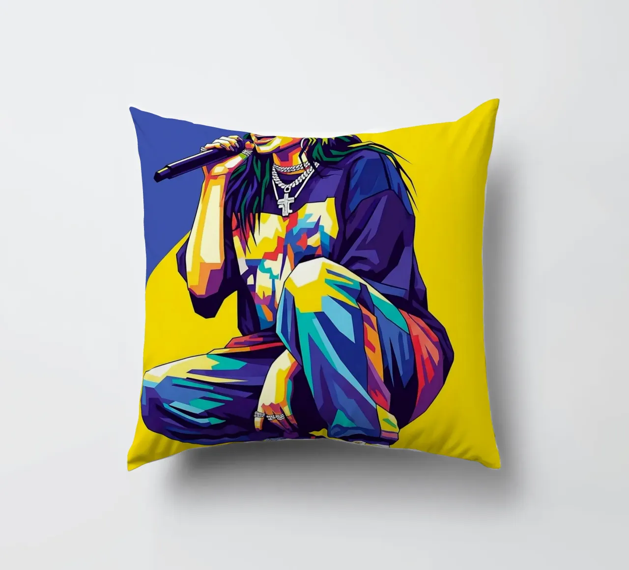 Billie Eilish in WPAP art style cuscino da Hantamrata