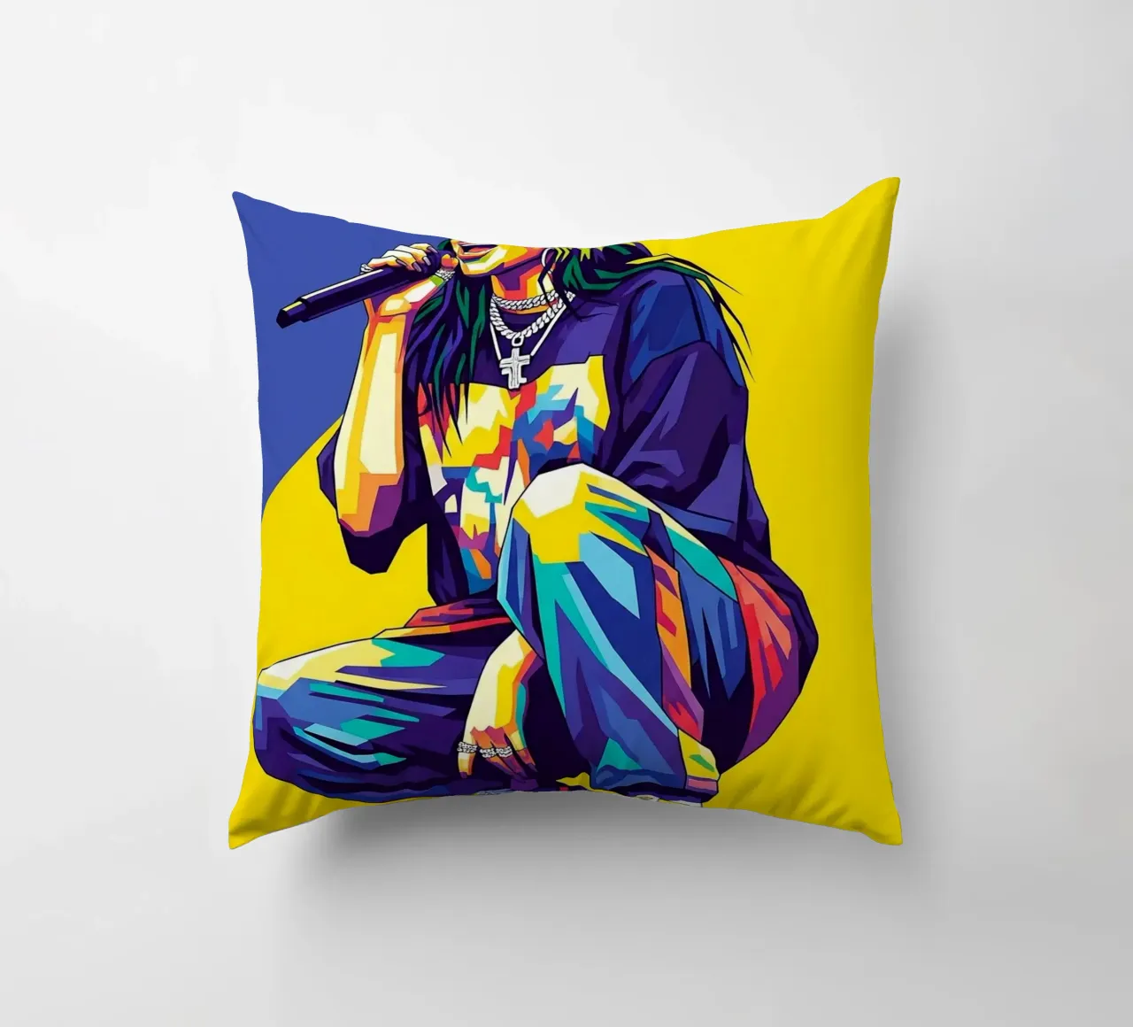 Billie Eilish in WPAP art style cuscino da Hantamrata