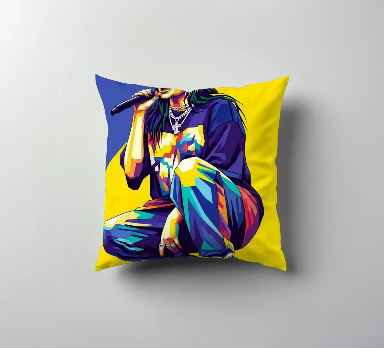 Billie Eilish in WPAP art style cuscino da Hantamrata