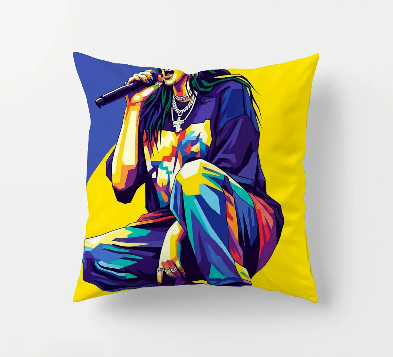 Billie Eilish in WPAP art style cuscino da Hantamrata