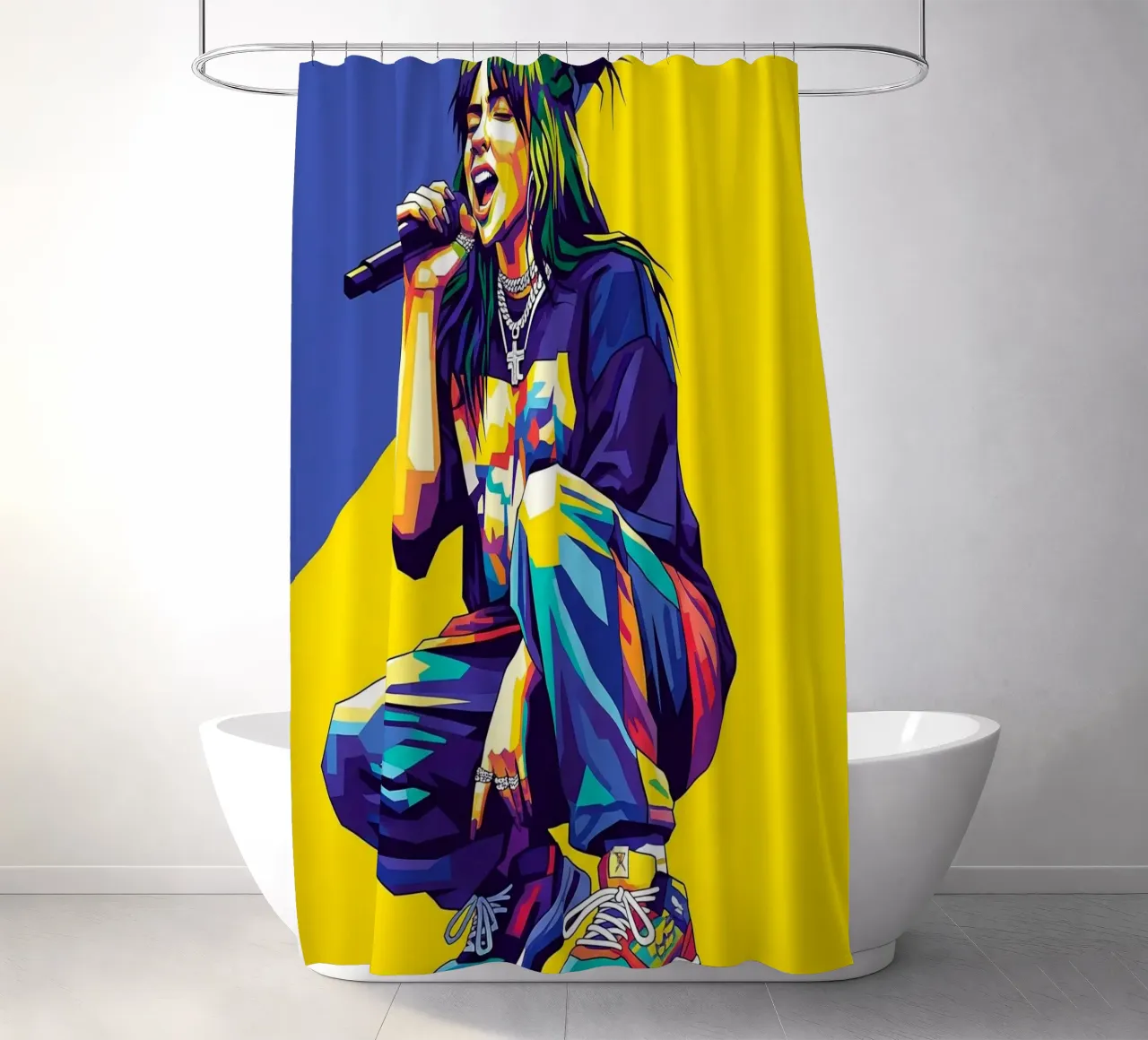 Billie Eilish in WPAP art style tenda da doccia da Hantamrata