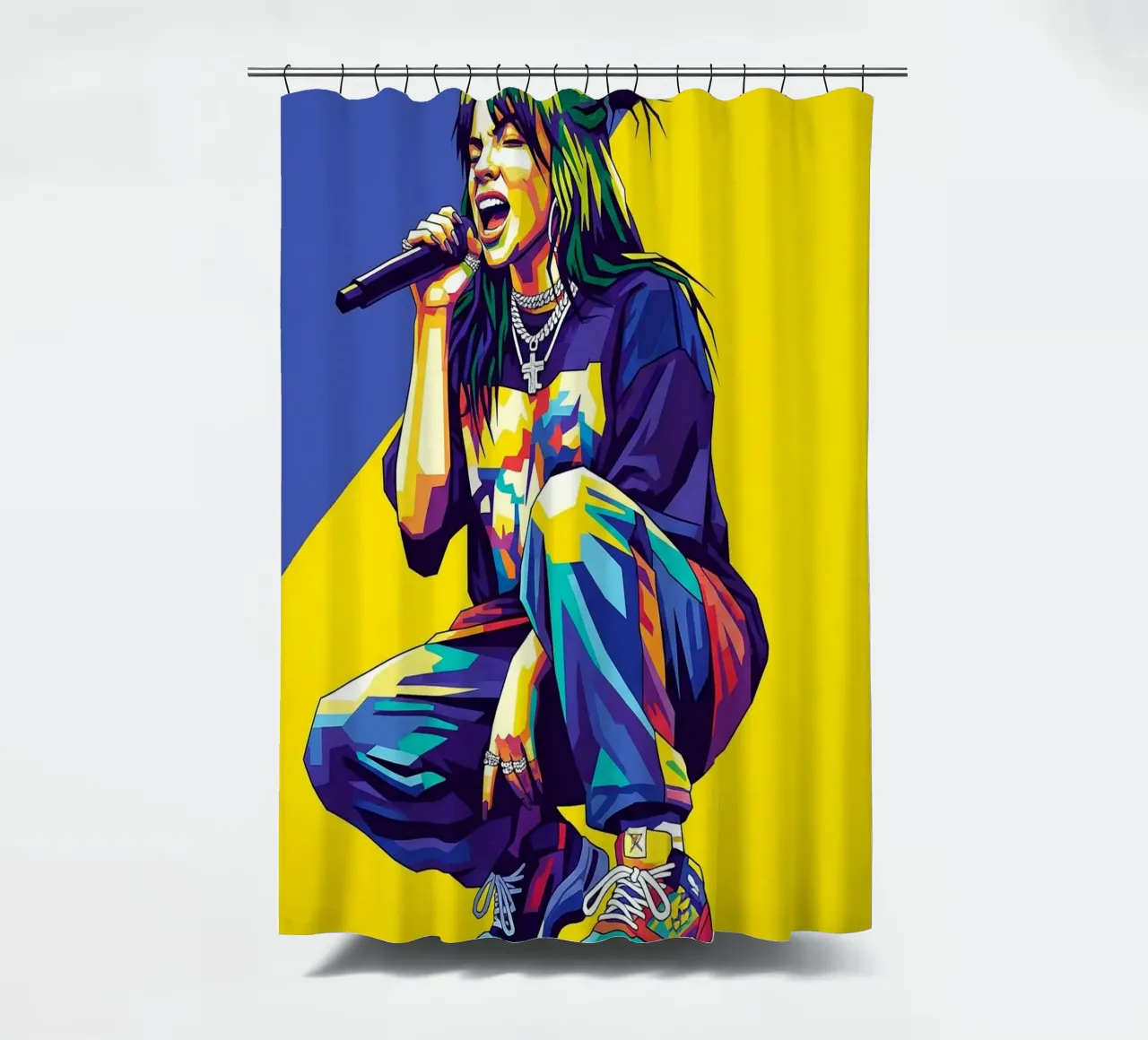Billie Eilish in WPAP art style tenda da doccia da Hantamrata