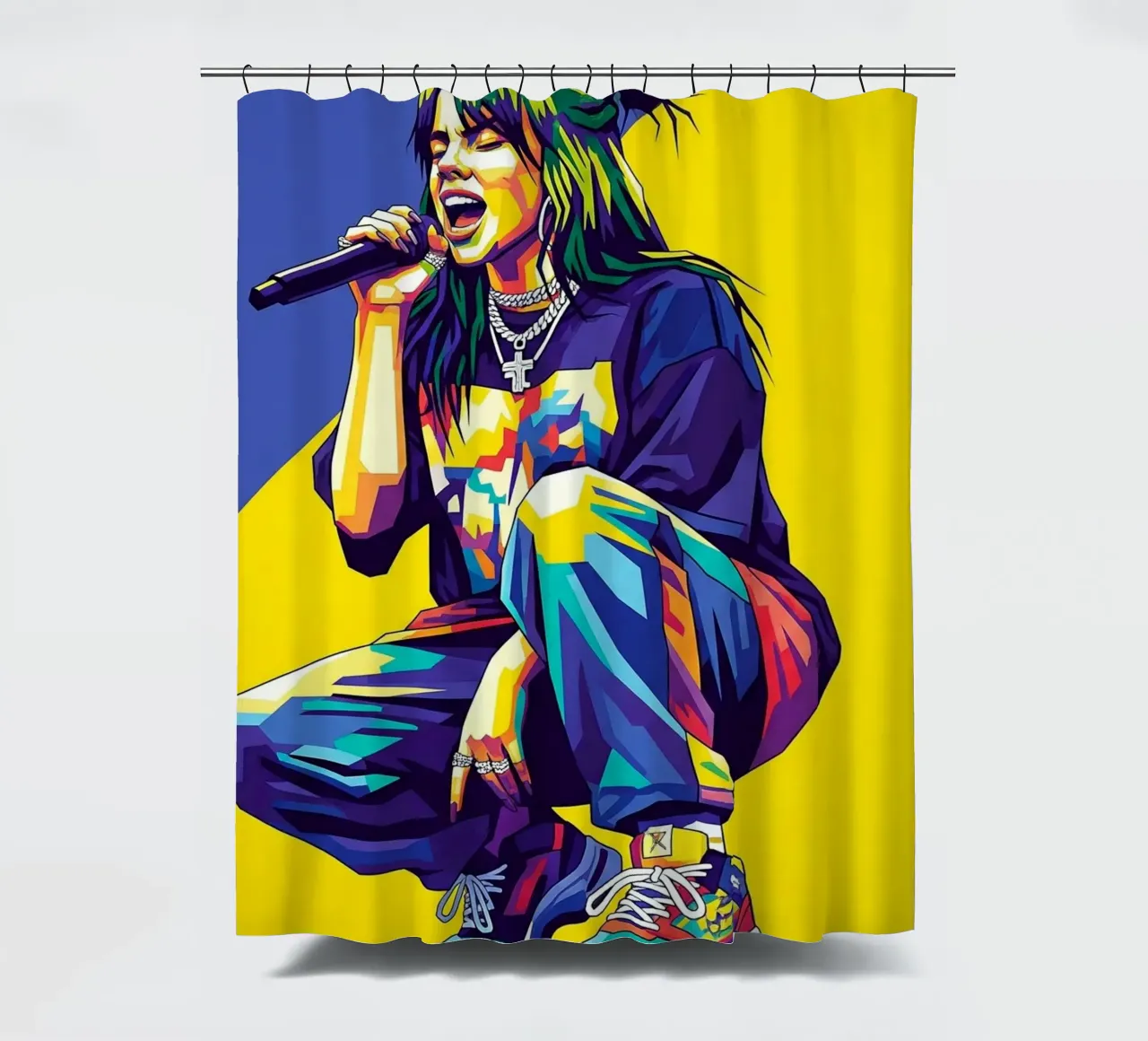 Billie Eilish in WPAP art style tenda da doccia da Hantamrata