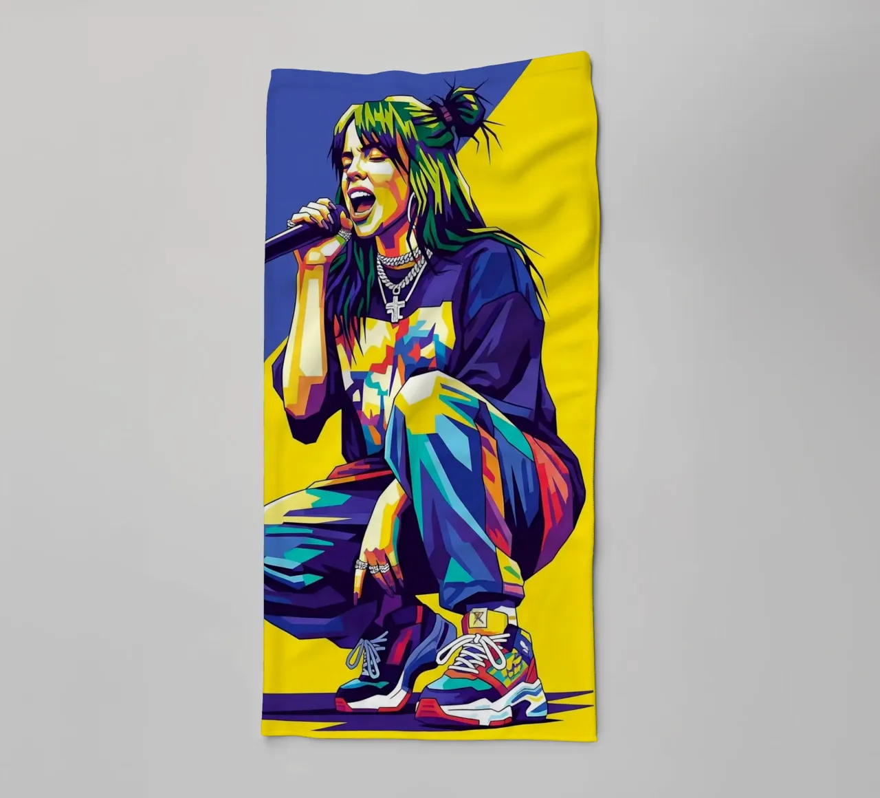 Billie Eilish in WPAP art style towel by Hantamrata