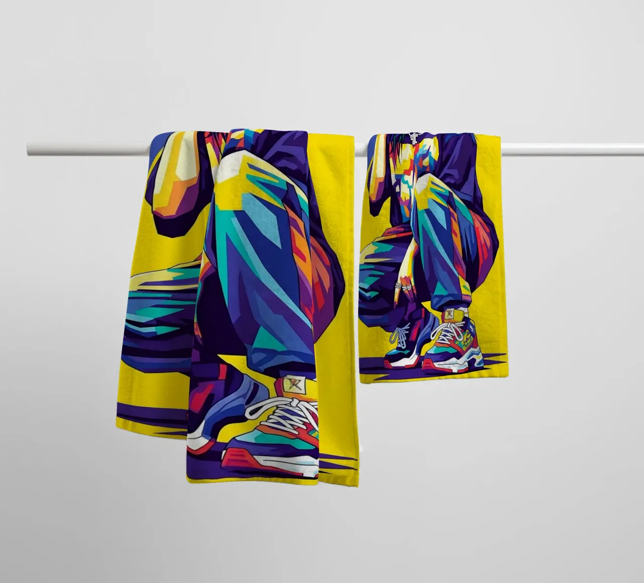 Billie Eilish in WPAP art style towel by Hantamrata