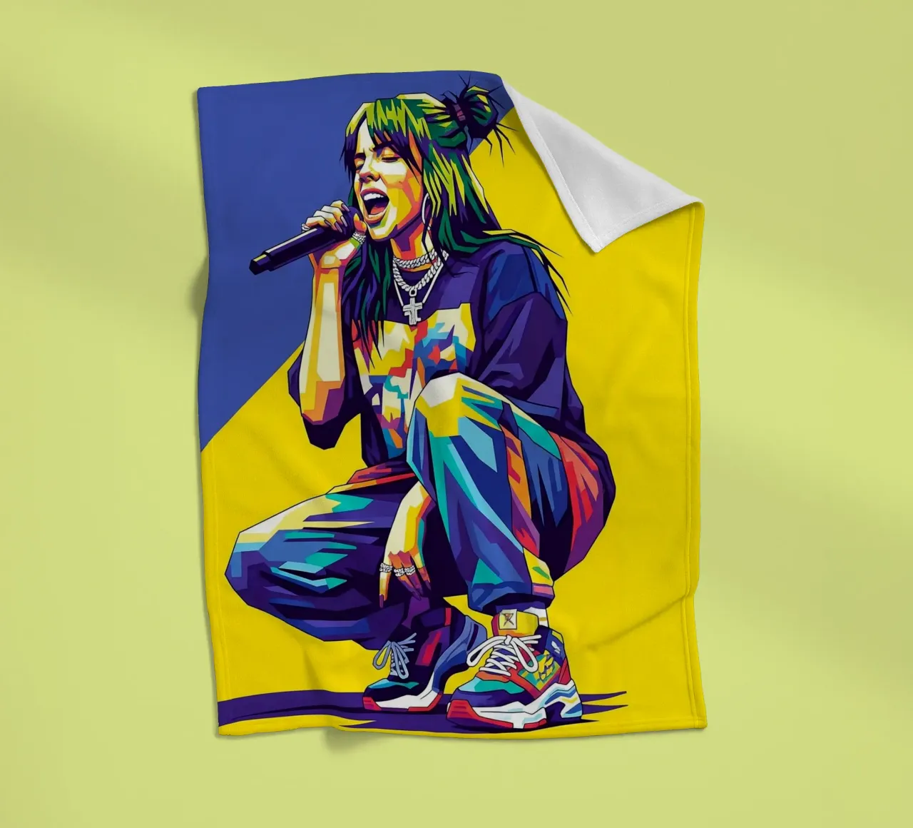Billie Eilish in WPAP art style coperta in pile da Hantamrata