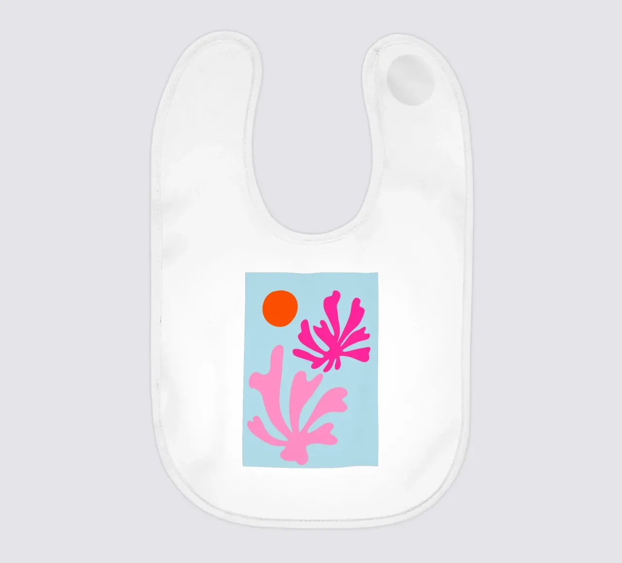 Forme botaniche astratte in rosa e blu con arancione bavaglino da The Art Club