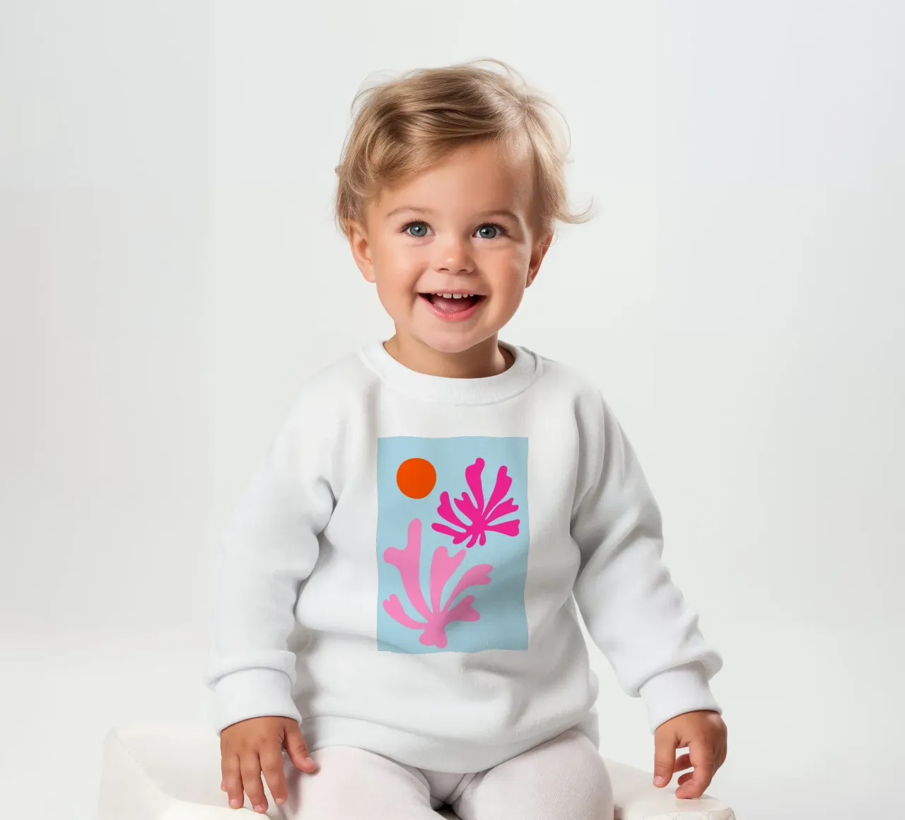 Forme botaniche astratte in rosa e blu con arancione felpa neonato da The Art Club