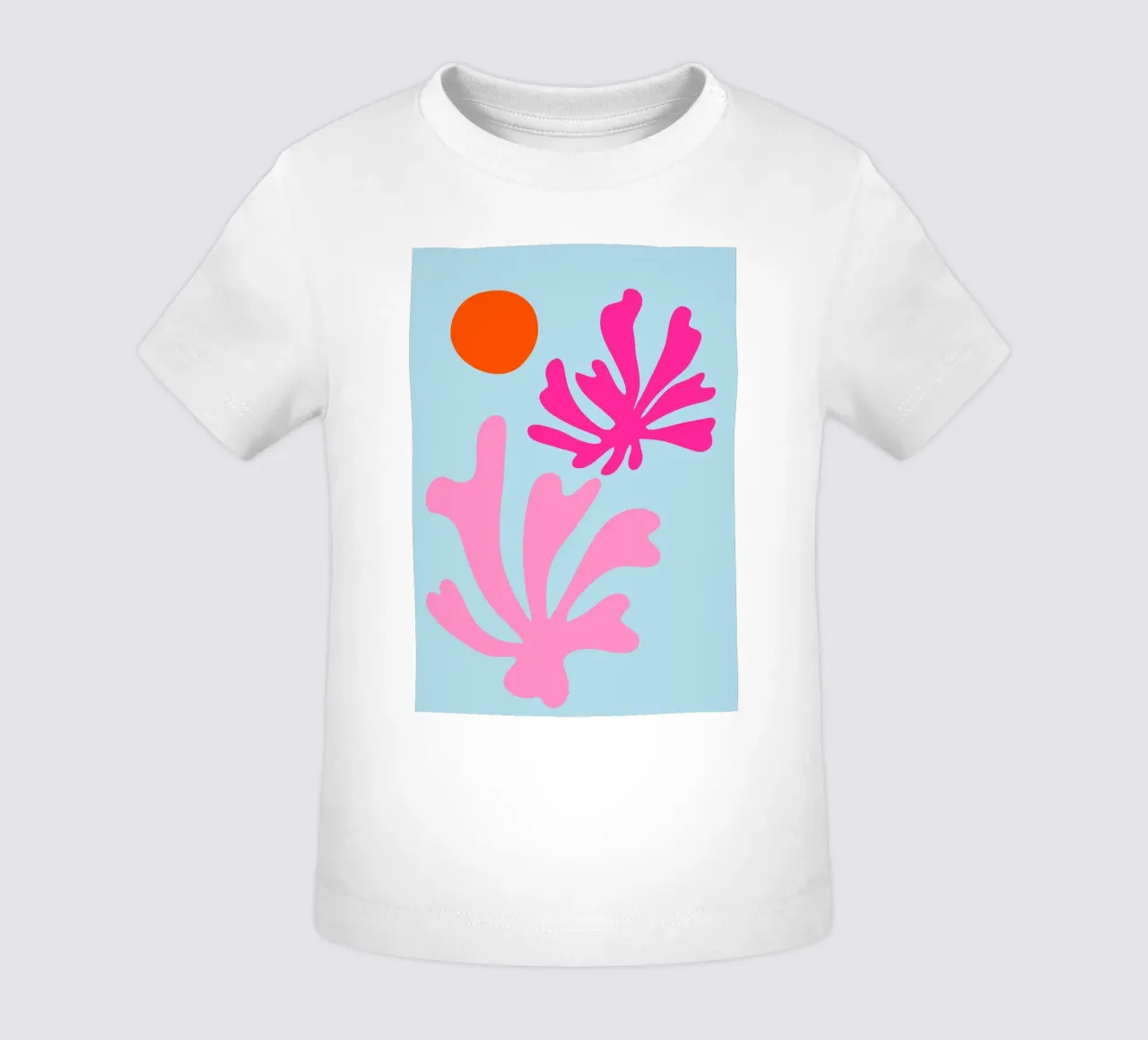 Forme botaniche astratte in rosa e blu con arancione maglietta neonato da The Art Club