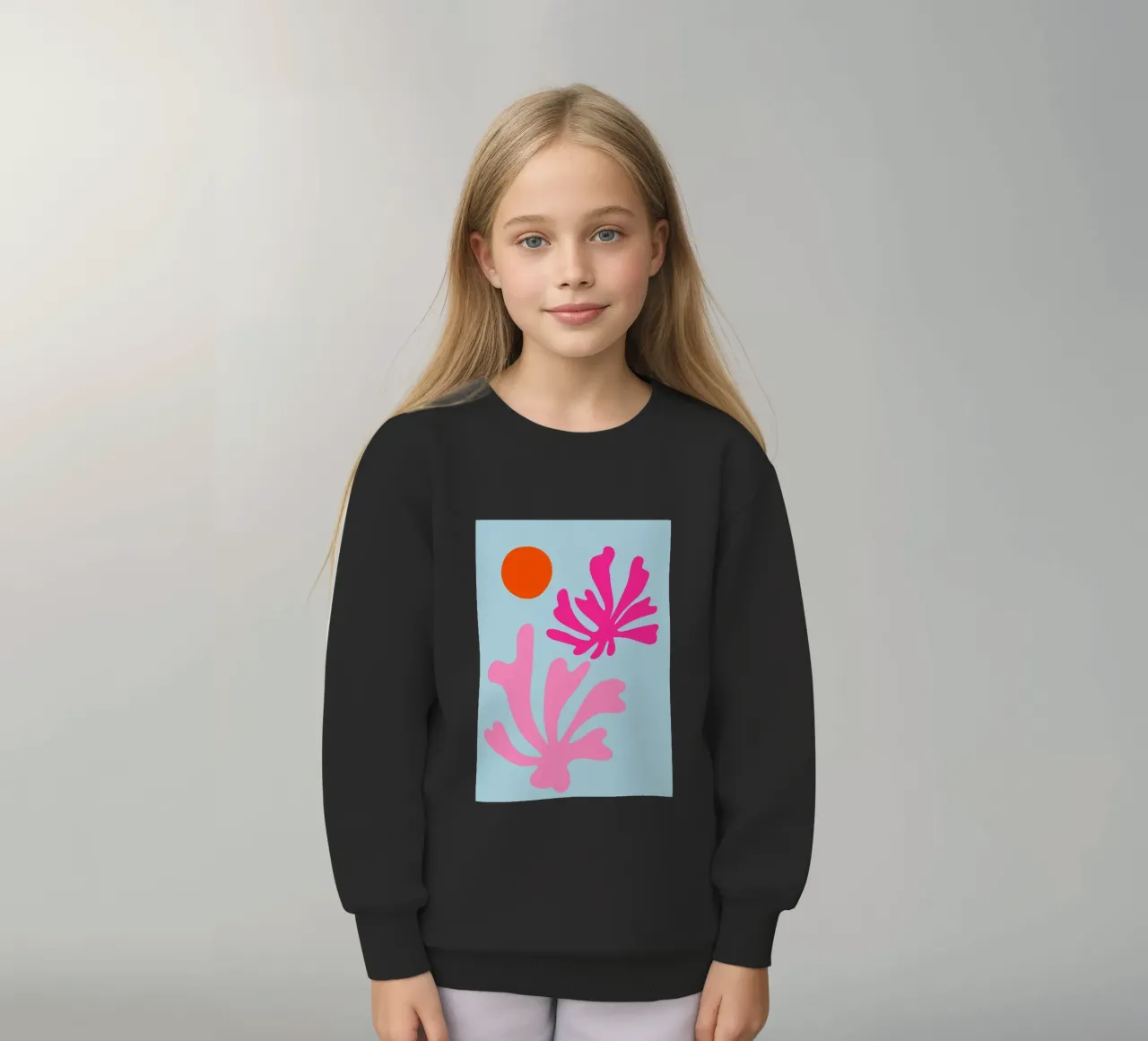 Forme botaniche astratte in rosa e blu con arancione felpa bambino da The Art Club