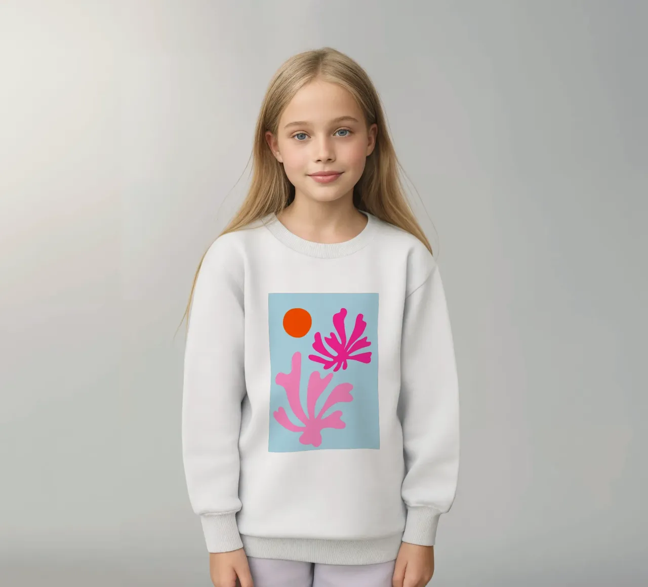 Forme botaniche astratte in rosa e blu con arancione felpa bambino da The Art Club