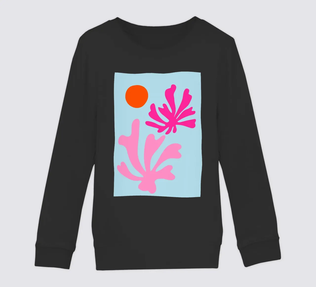 Forme botaniche astratte in rosa e blu con arancione felpa bambino da The Art Club