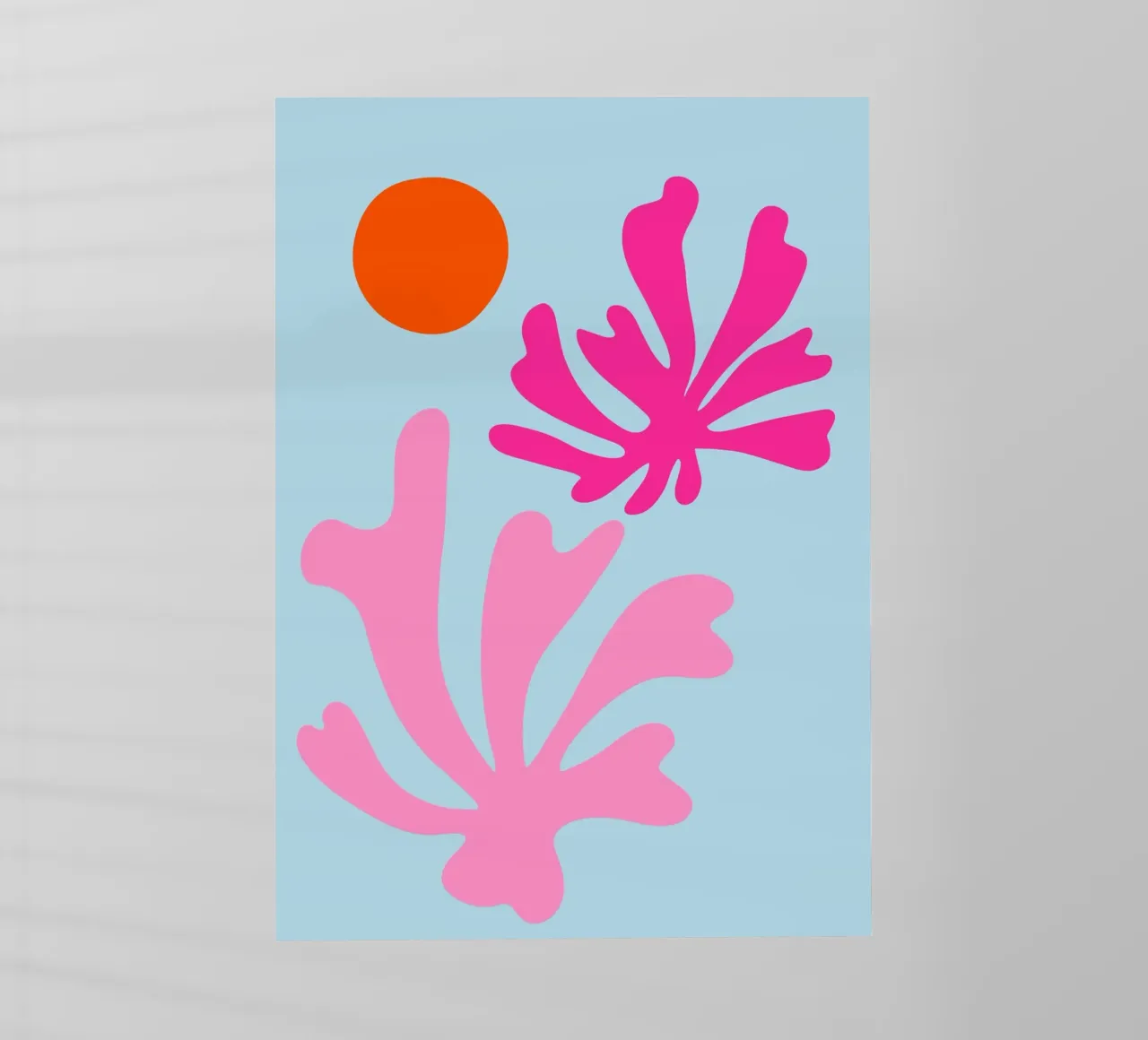 Forme botaniche astratte in rosa e blu con arancione pellicola backlit da The Art Club