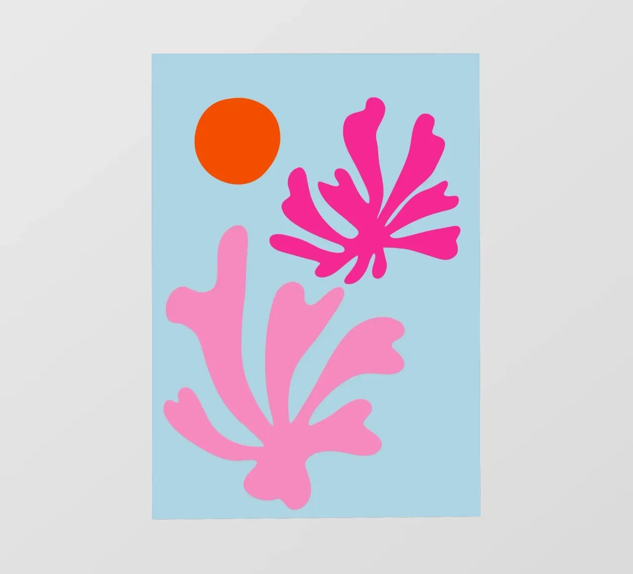 Forme botaniche astratte in rosa e blu con arancione pellicola backlit da The Art Club