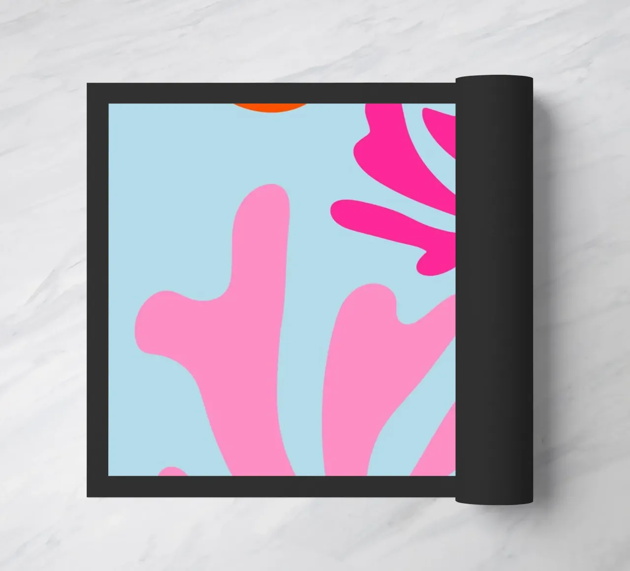 Forme botaniche astratte in rosa e blu con arancione zerbino da The Art Club