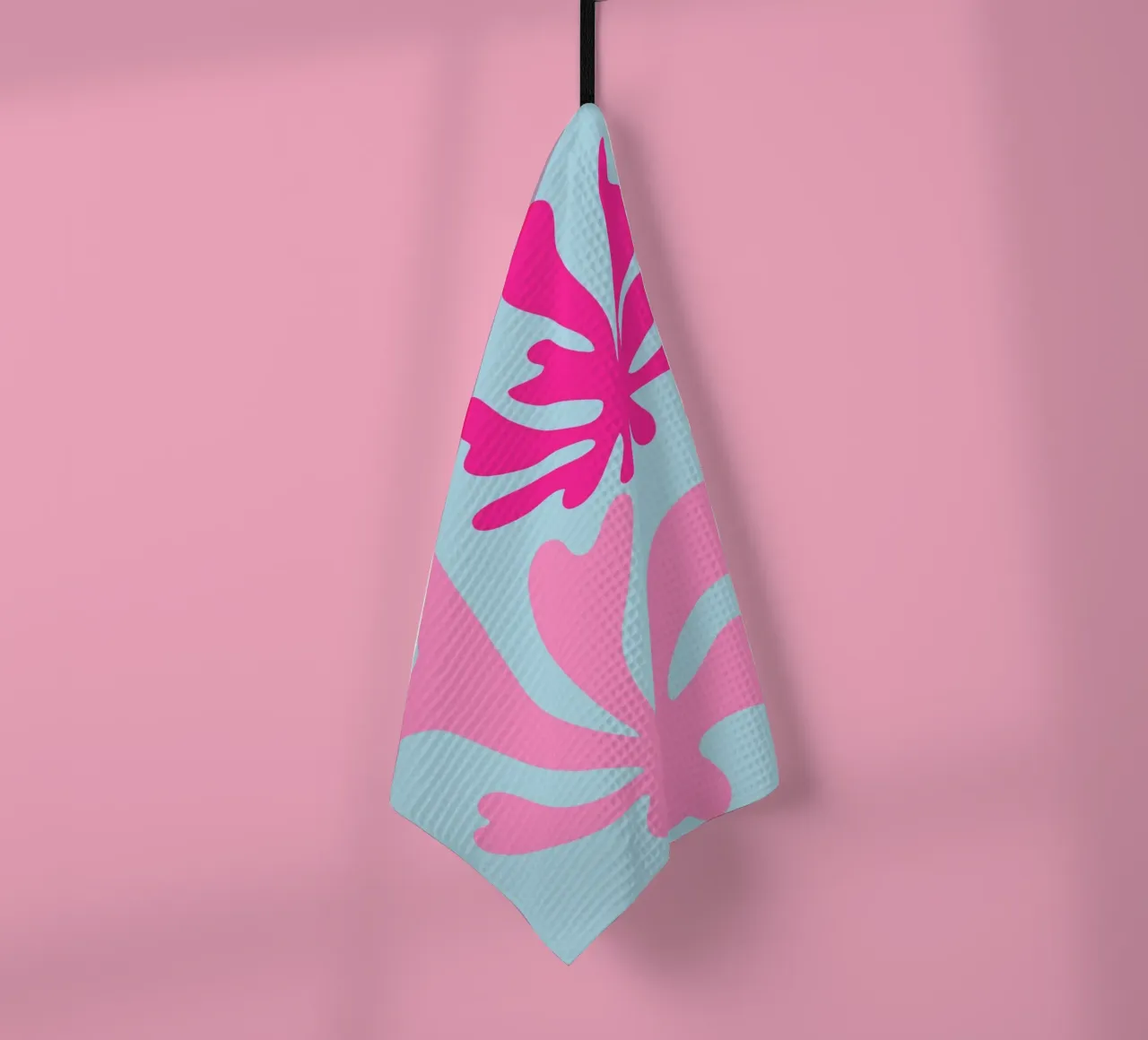 Forme botaniche astratte in rosa e blu con arancione canovaccio da cucina da The Art Club