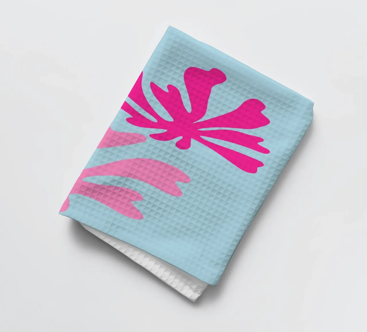 Forme botaniche astratte in rosa e blu con arancione canovaccio da cucina da The Art Club