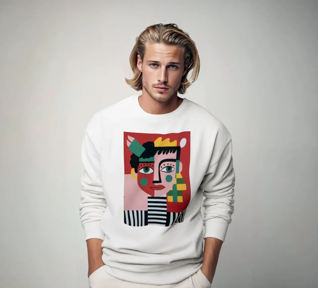 Cubist Color Portrait sweatshirt by Veil Maya