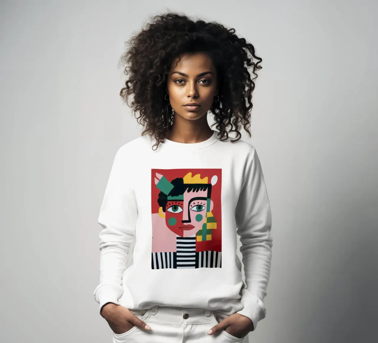 Cubist Color Portrait sweatshirt by Veil Maya