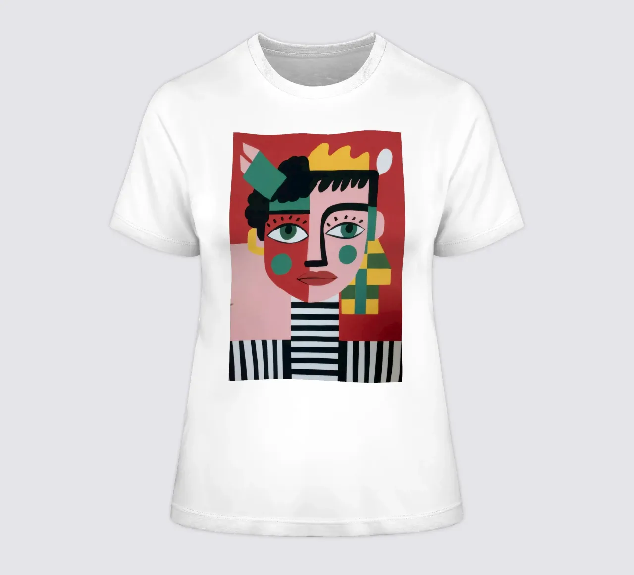Cubist Color Portrait women's fitted t-shirt by Veil Maya