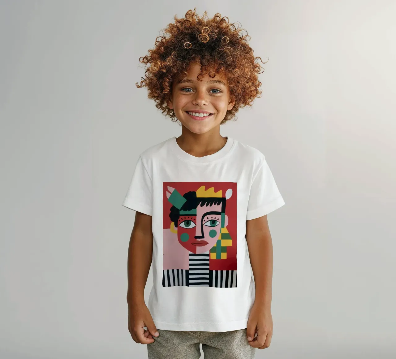 Ritratto cubista a colori t-shirt bambini da Veil Maya