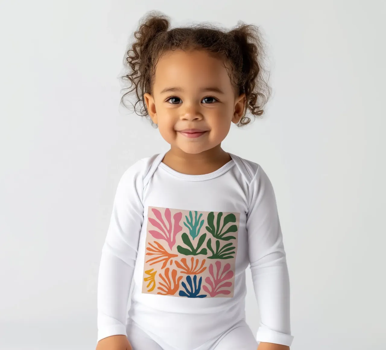 Maraoui Botanical Dance long-sleeve baby romper by Veil Maya
