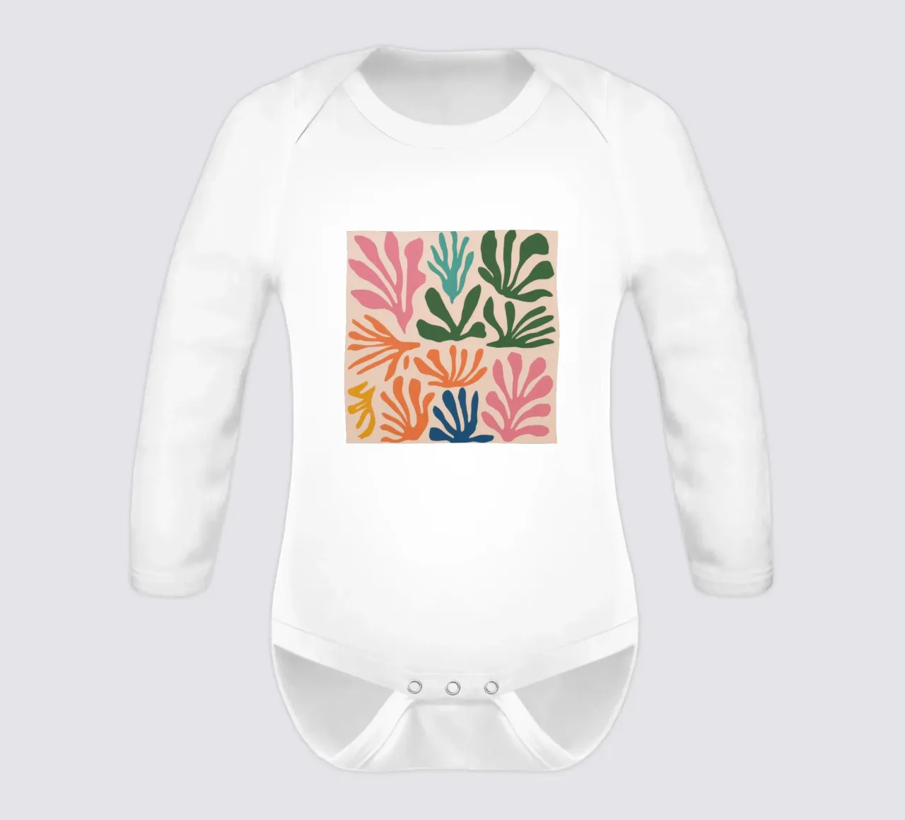 Maraoui Botanical Dance long-sleeve baby romper by Veil Maya