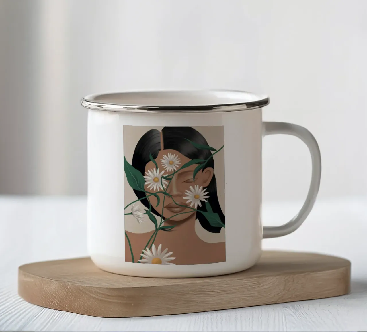 Margherite nei capelli tazza in smalto da Flock Reverie