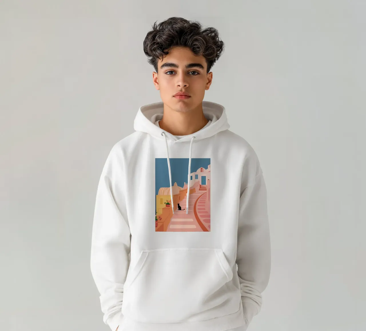 Roseate Stairway Cat Hoodie von Prism Ritual