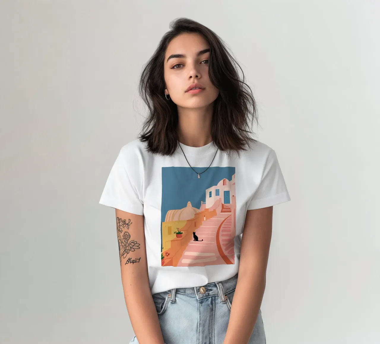 Roseate Stairway Cat t-shirt van Prism Ritual