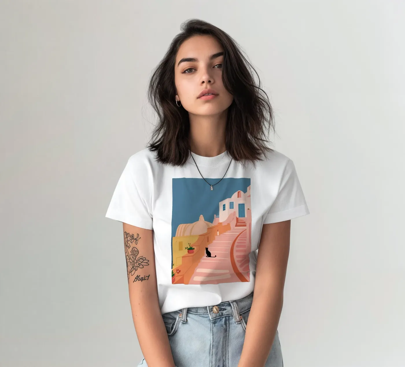 Chat de l'escalier rose t-shirt de Prism Ritual