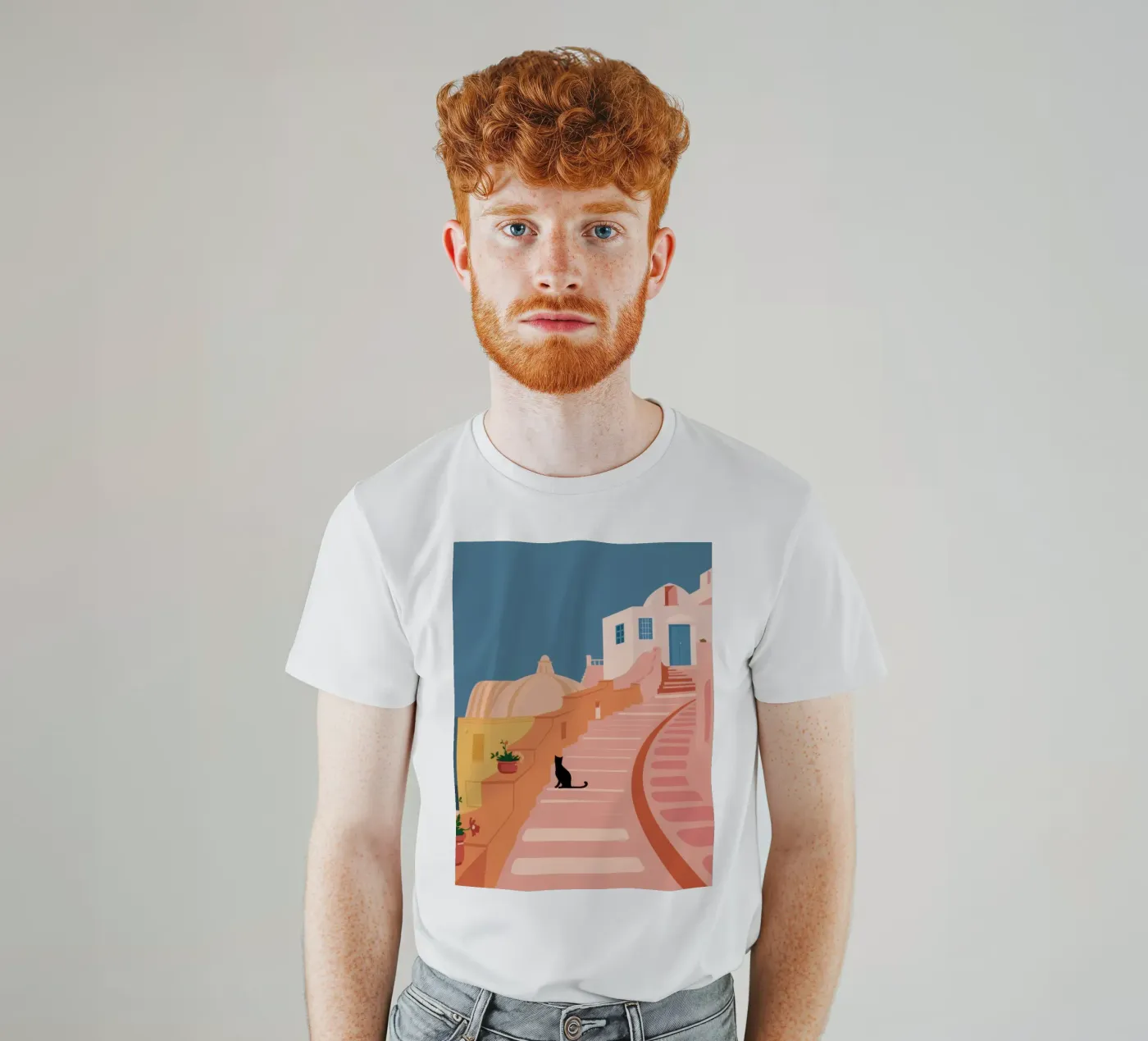 Chat de l'escalier rose t-shirt de Prism Ritual