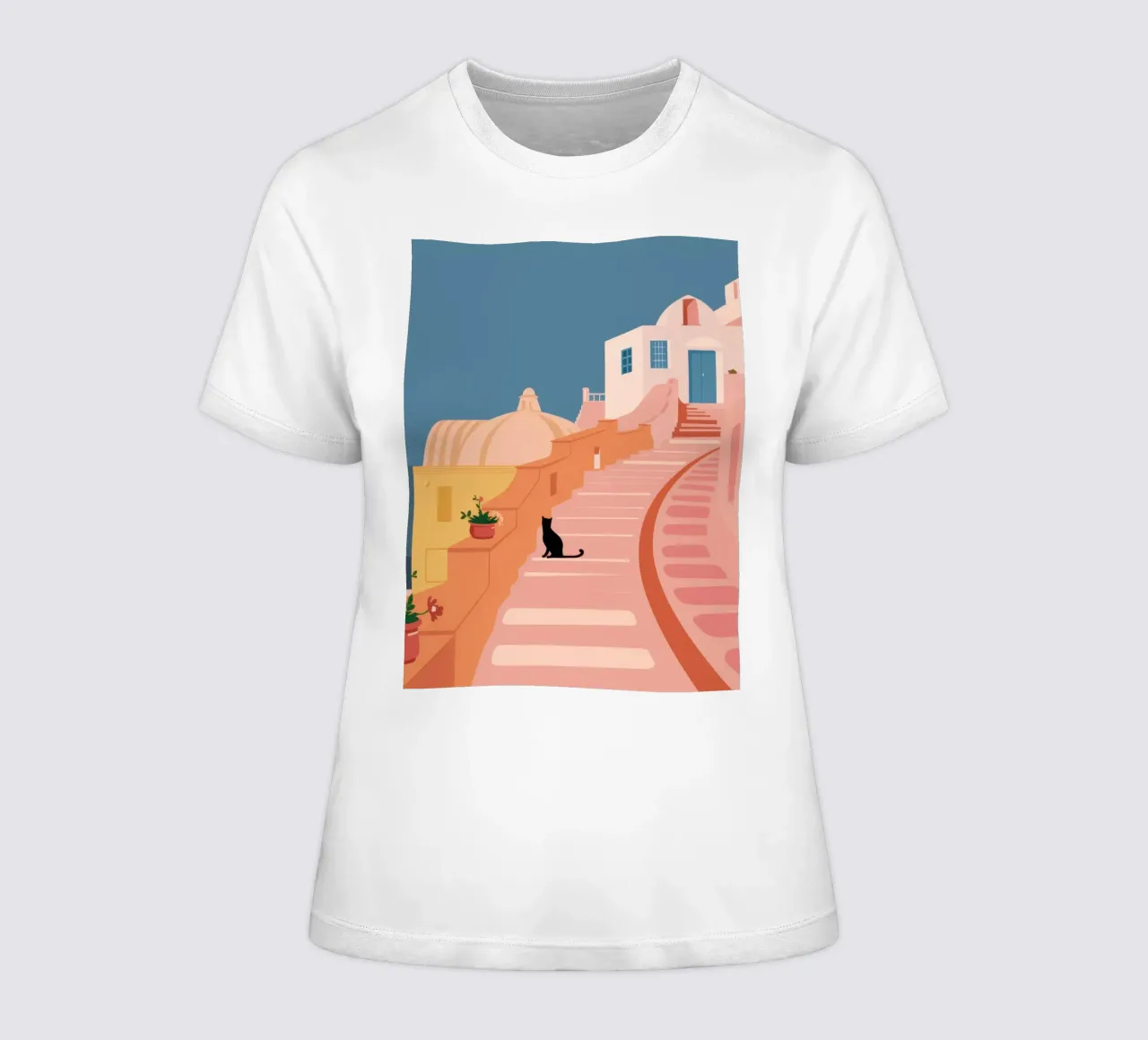 Roseate Stairway Cat Frauen T-Shirt von Prism Ritual