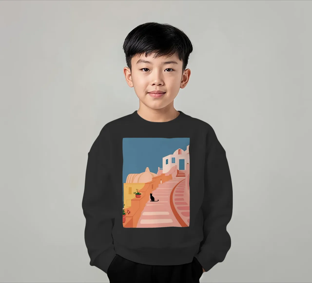 Gatto rosato delle scale felpa bambino da Prism Ritual