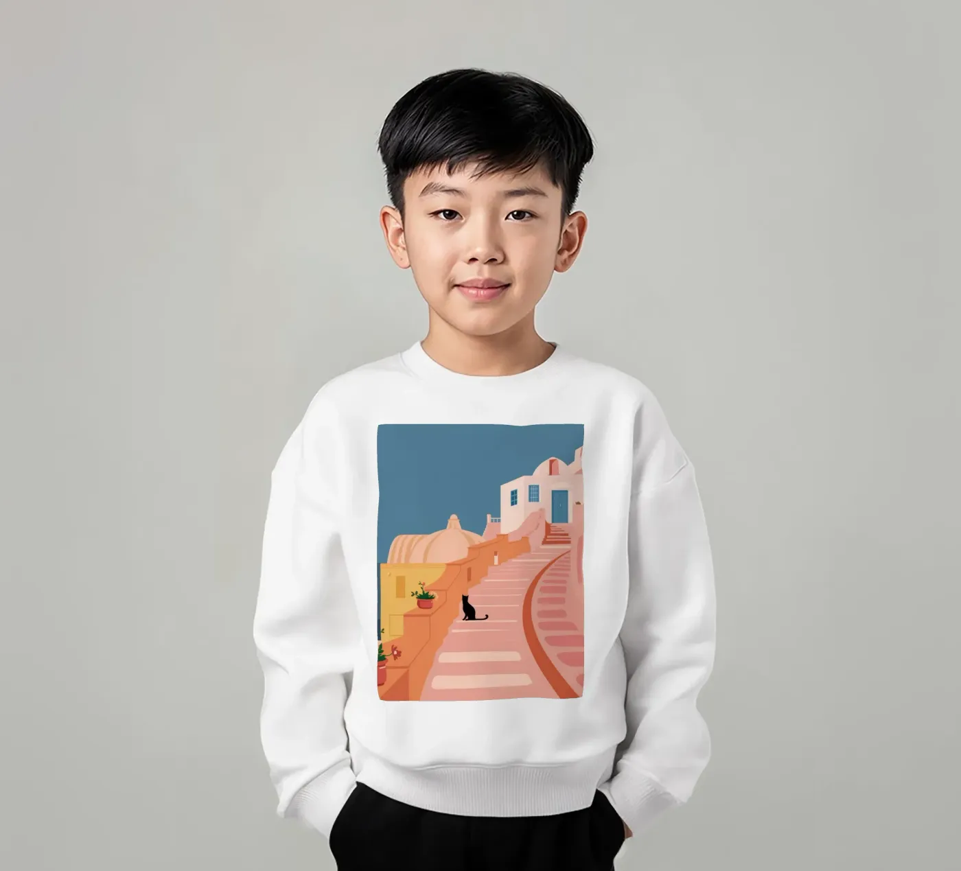 Roseate Stairway Cat Kinder Sweatshirt von Prism Ritual