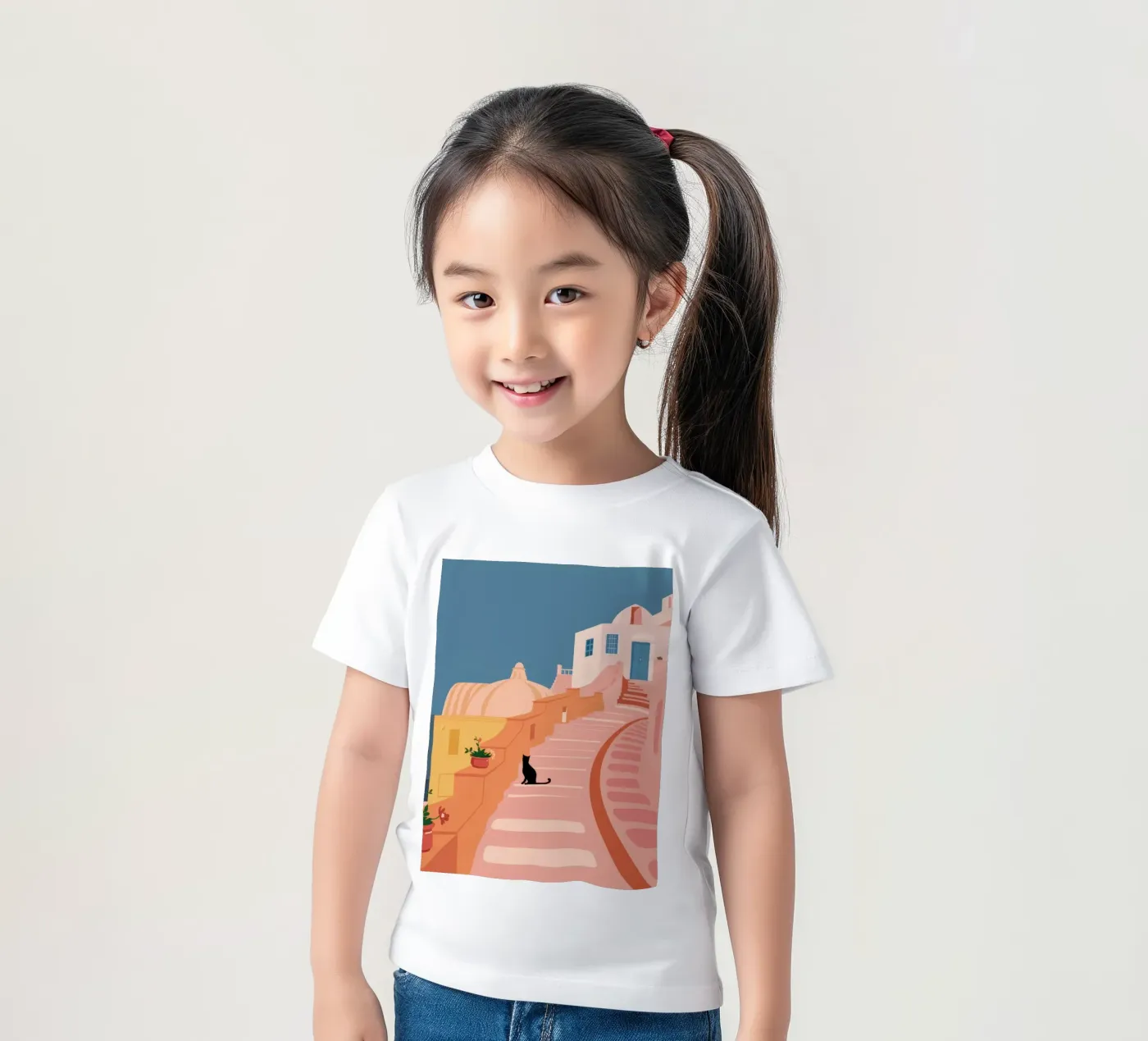 Roseate Stairway Cat Kinder T-Shirt von Prism Ritual