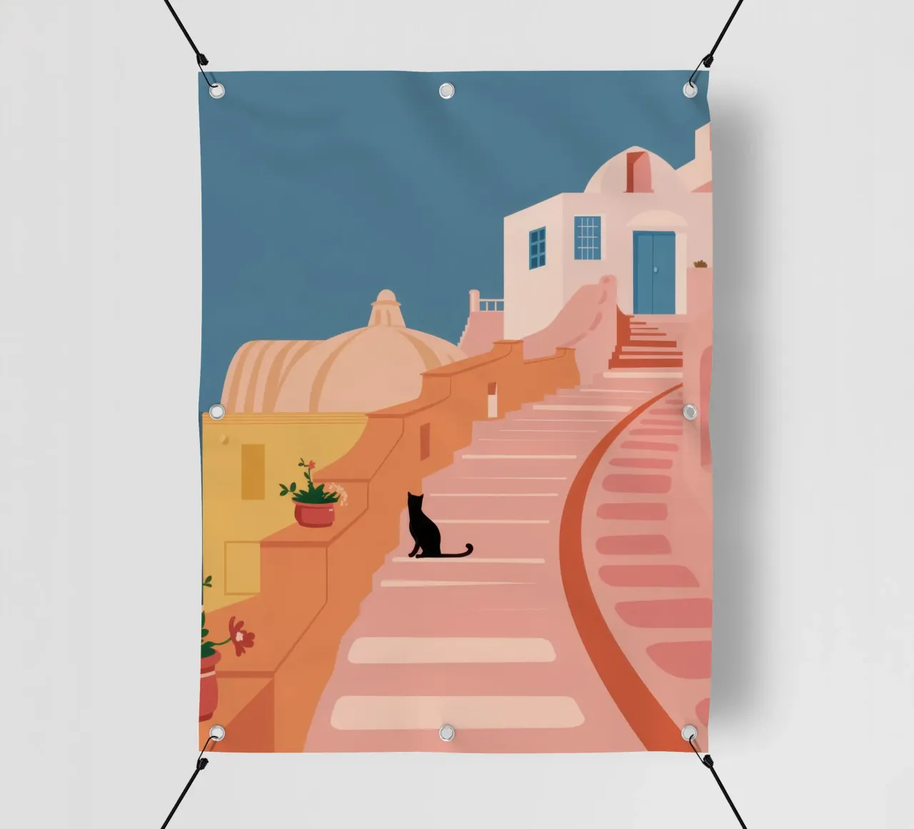 Chat de l'escalier rose bâche pvc de Prism Ritual