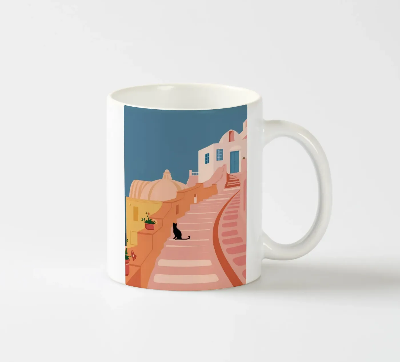 Chat de l'escalier rose mug en céramique de Prism Ritual