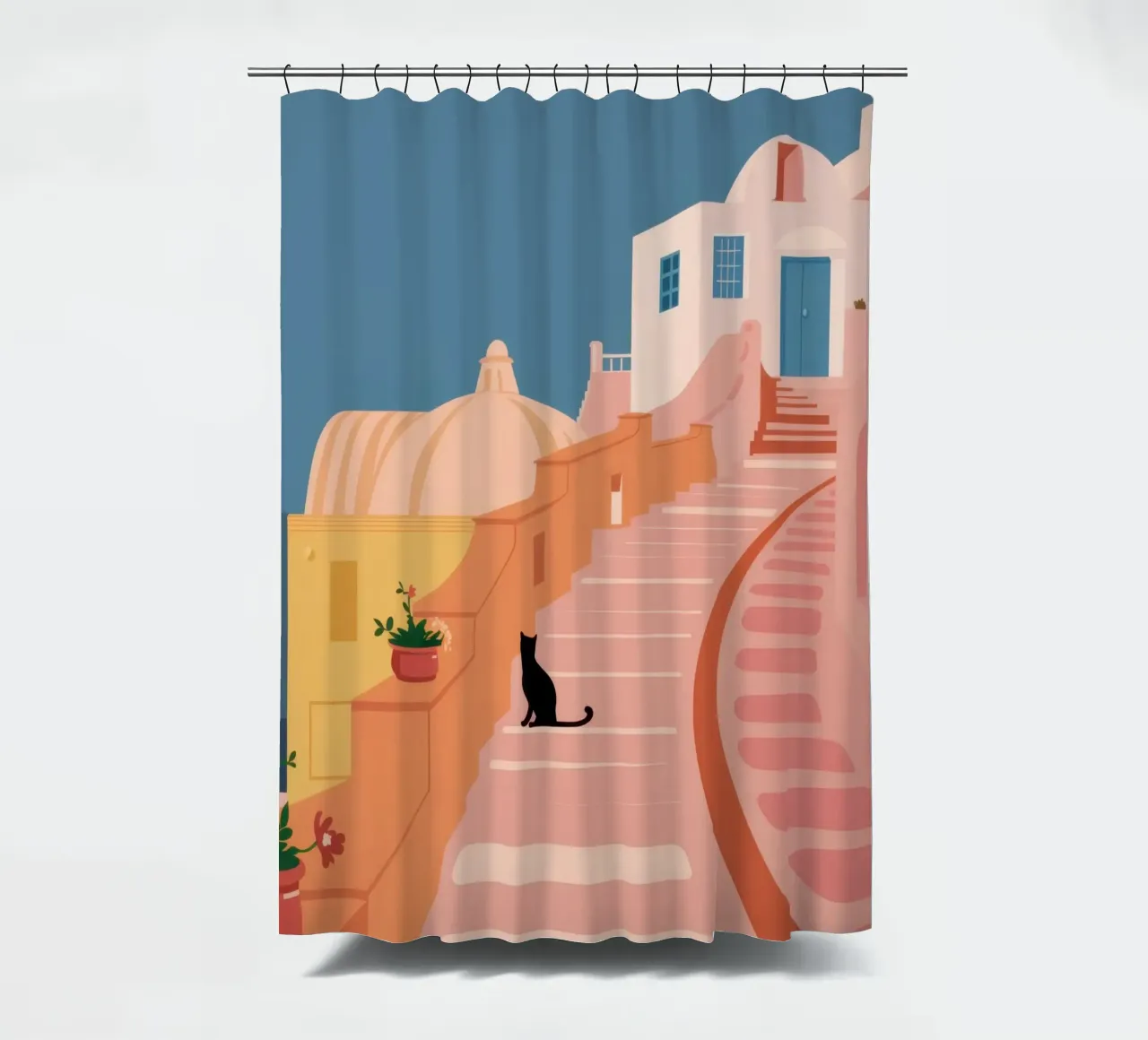 Chat de l'escalier rose rideau de douche de Prism Ritual