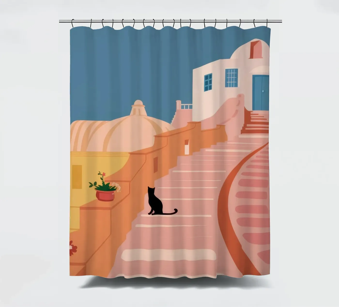 Roseate Stairway Cat rideau de douche de Prism Ritual