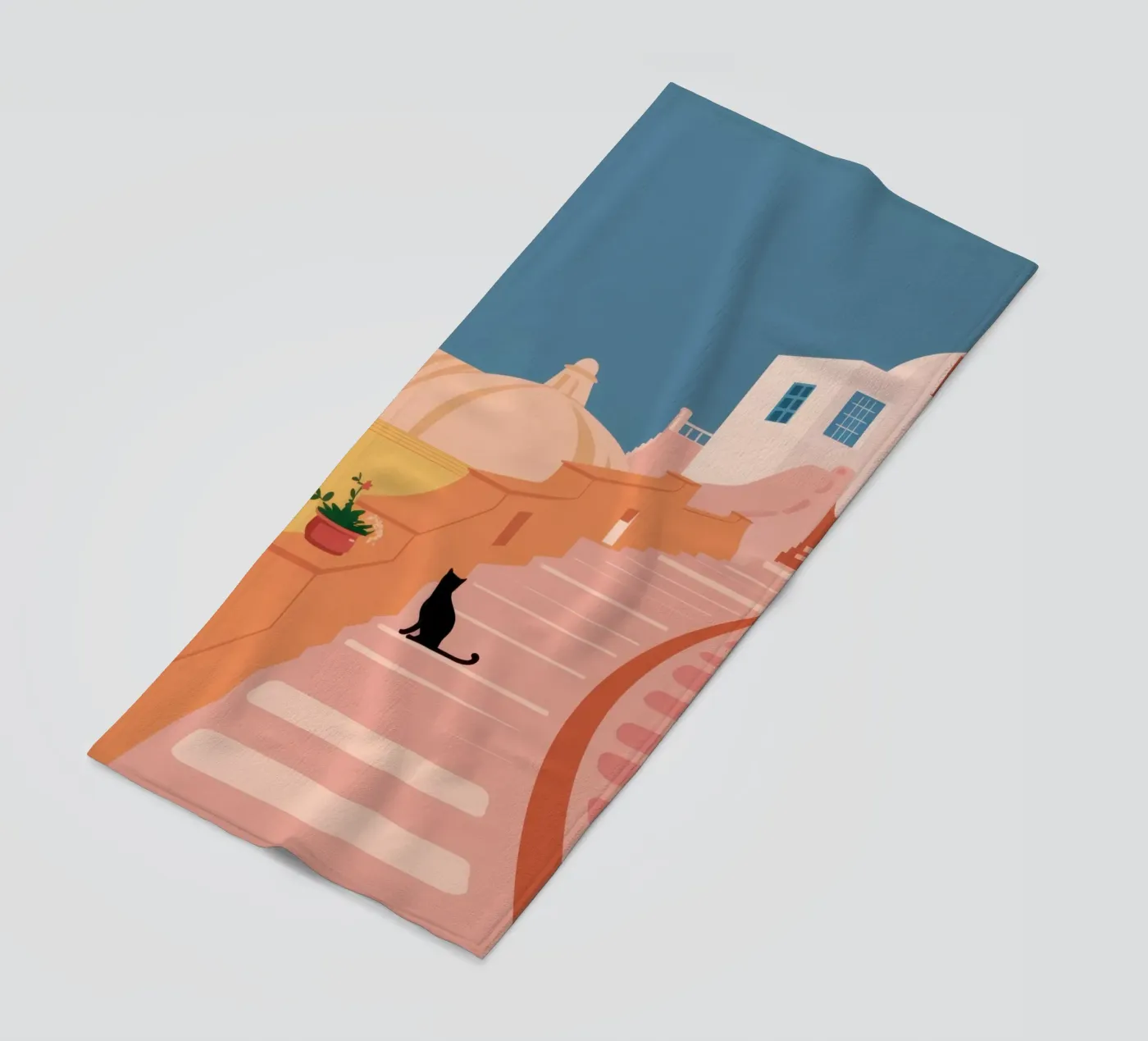 Roseate Stairway Cat Strandtuch von Prism Ritual