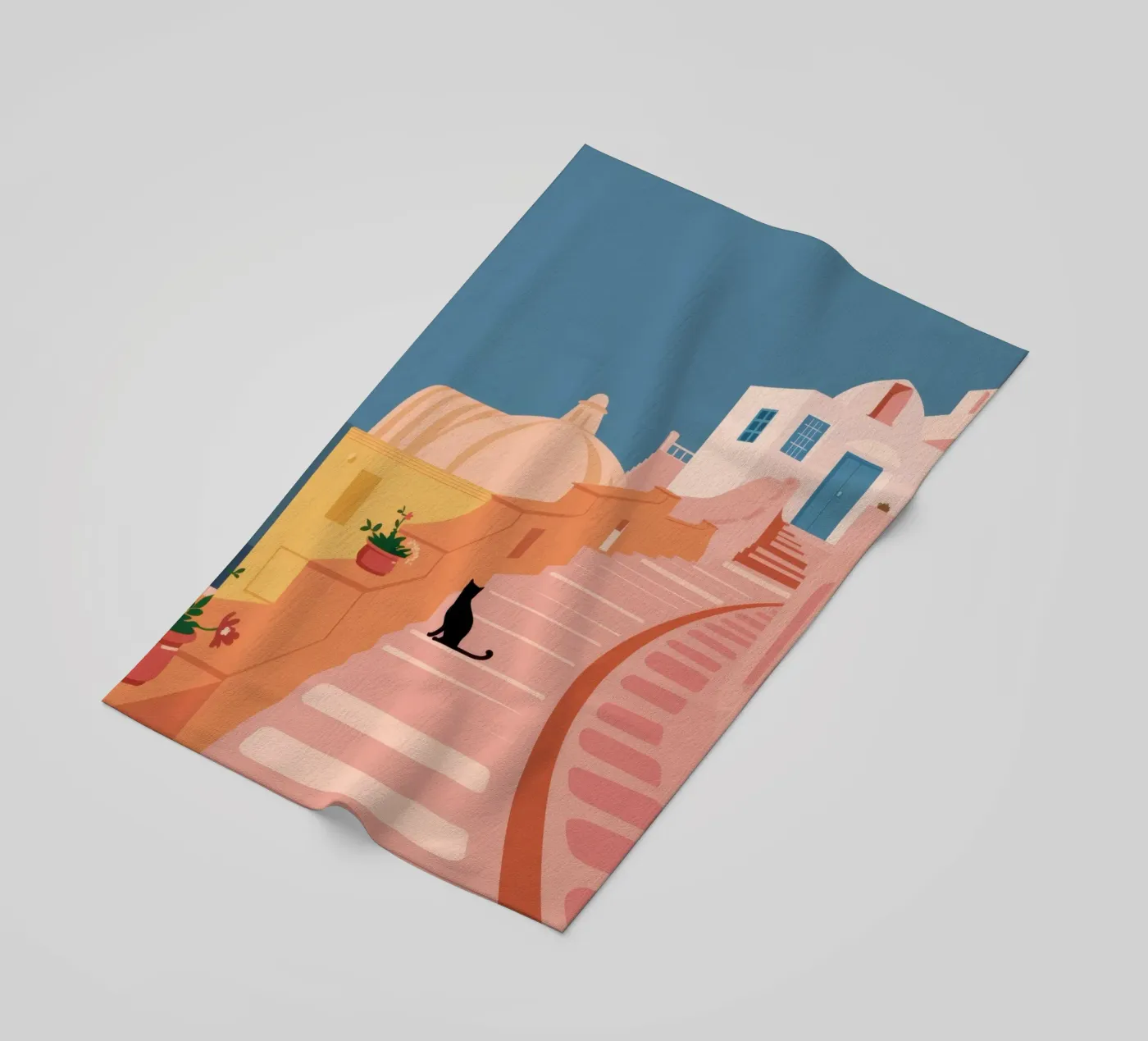 Roseate Stairway Cat Strandtuch von Prism Ritual