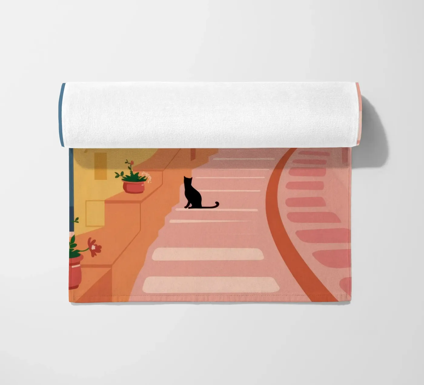 Roseate Stairway Cat Strandtuch von Prism Ritual