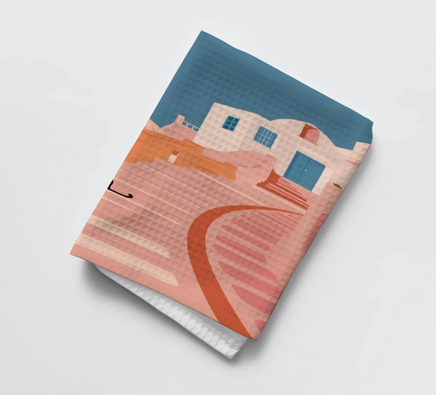 Roseate Stairway Cat tea towel by Prism Ritual