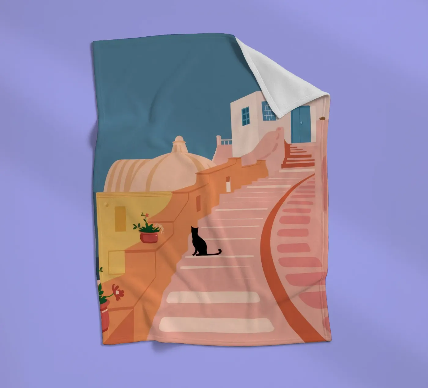 Roseate Stairway Cat Fleecedecke von Prism Ritual