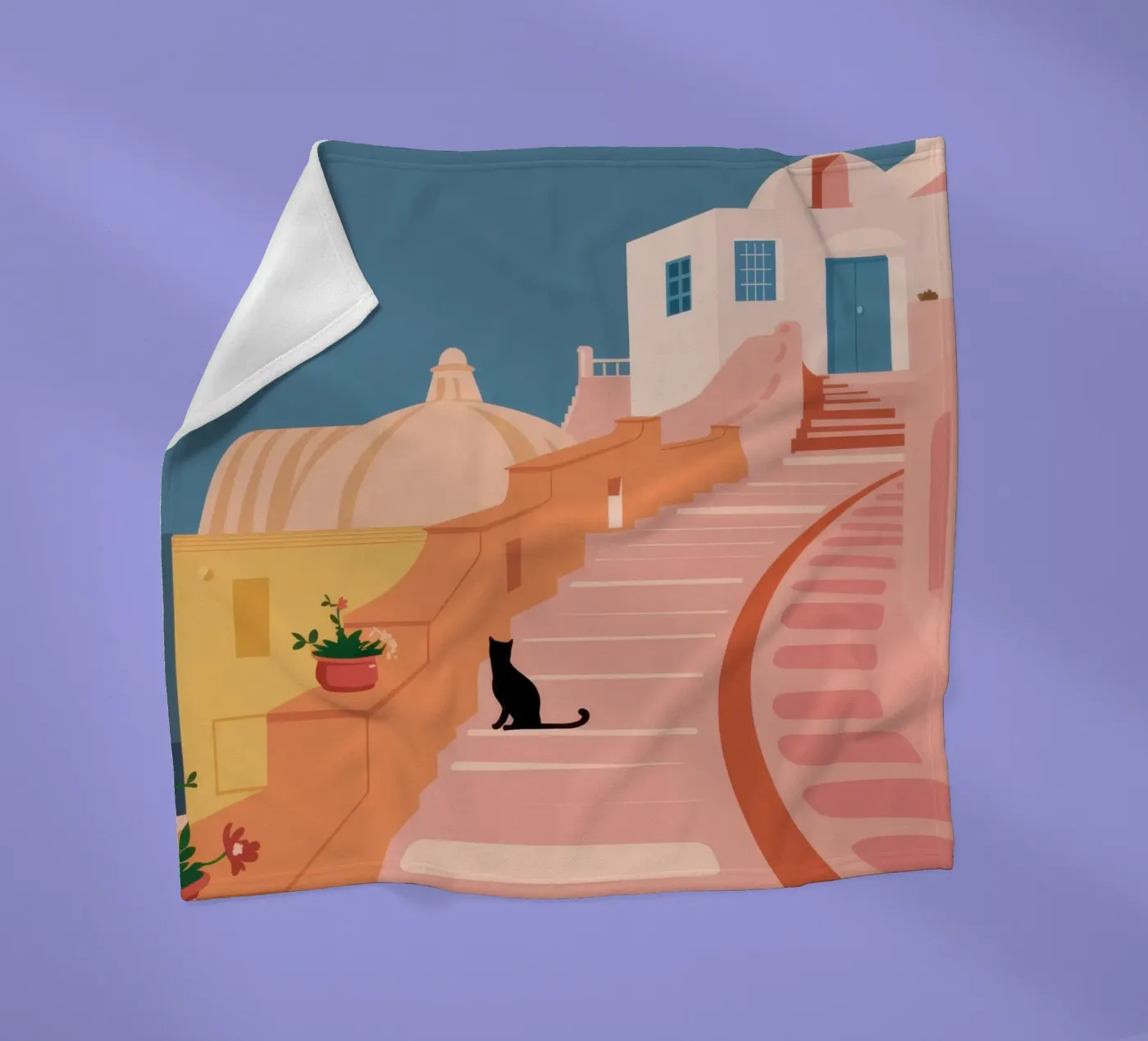 Roseate Stairway Cat Fleecedecke von Prism Ritual