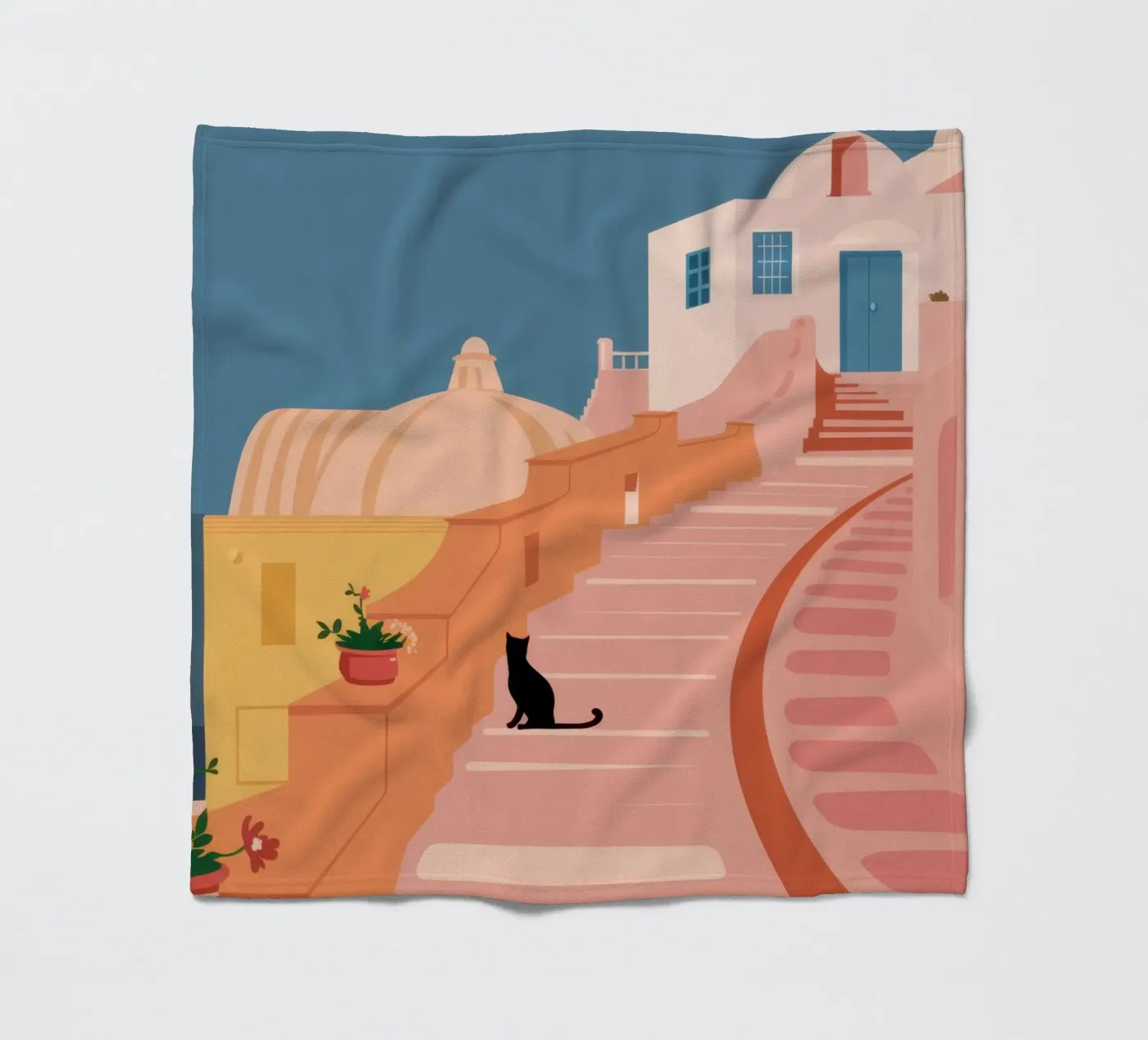 Roseate Stairway Cat Fleecedecke von Prism Ritual